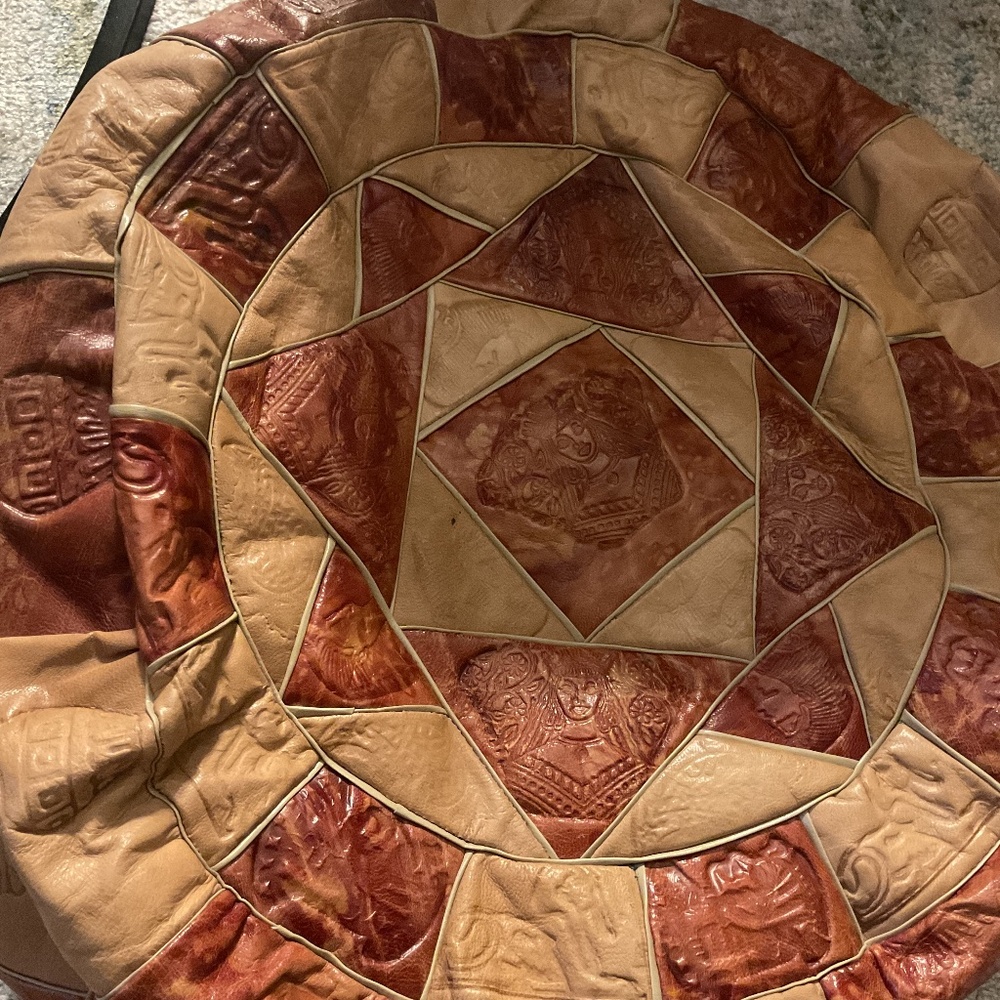 Genuine leather Pouff cover made in Egypt